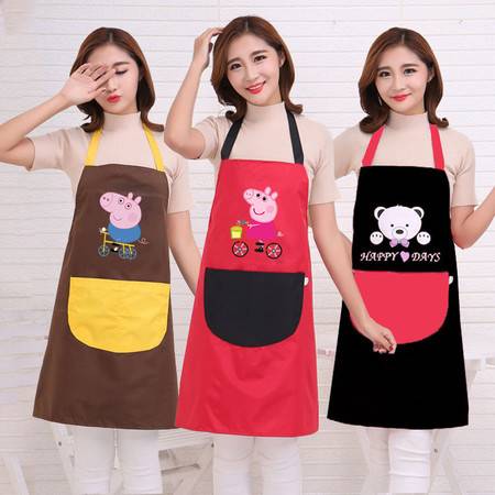 韓版時(shí)尚廚房圍裙餐廳工作服防油防水成人做飯圍腰可定制logo印字