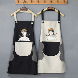 可擦手卡通情侶廚房圍裙防水防油韓版時尚可愛男女修身圍裙工作服
